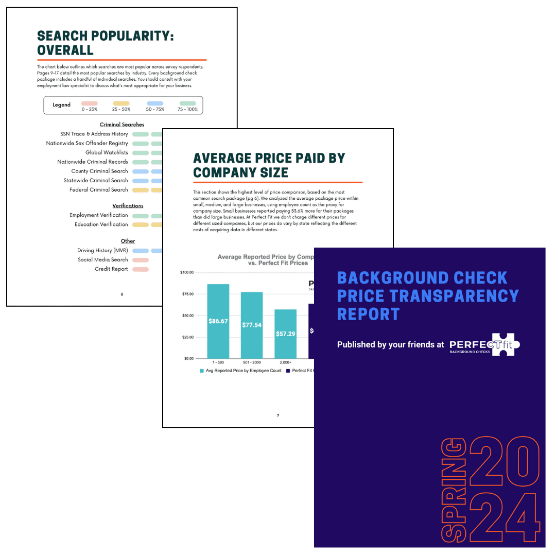 Thumbnail preview of the background check price transparency report - spring 2024