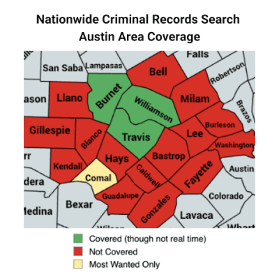 Coverage gaps in the Austin Texas area when relying on the Nationwide Criminal Search